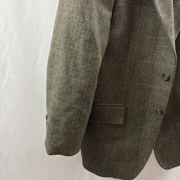 Vintage Polo Ralph Lauren Blazer Mens 40R Brown Wool Check Tweed Sport Coat - Picture 14 of 15